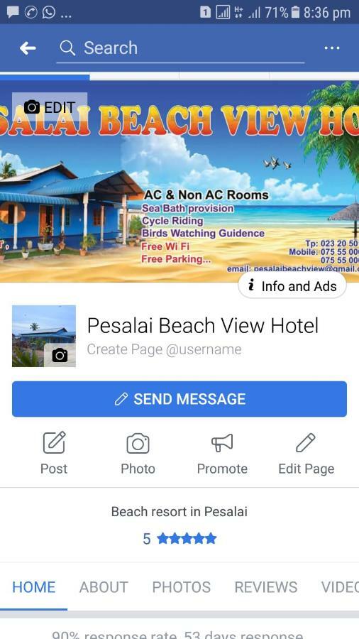 Pesalai Beach View Hotel Mannar Exterior photo